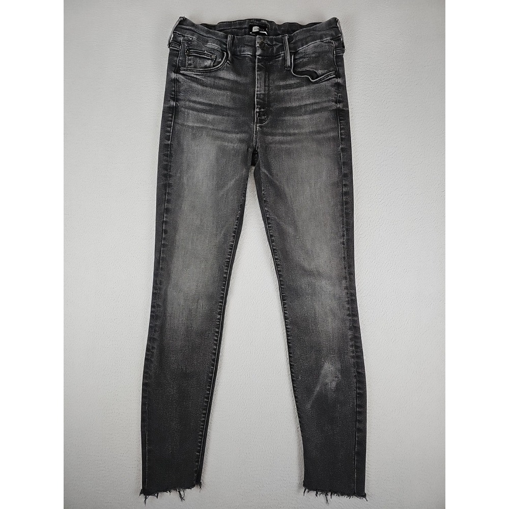 Mother The Looker Jeans Women's 26x27 Black Night Hawk Skinny Frayed Hem